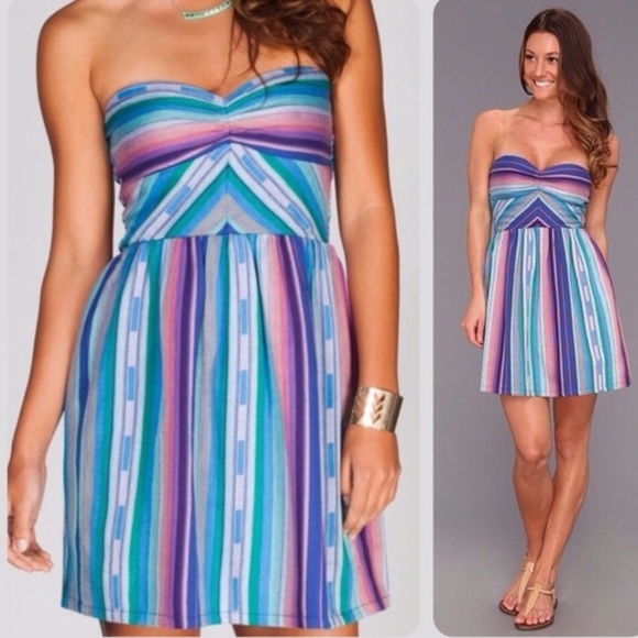 Strapless Roxy multicolored mini dress - Picture 3 of 3